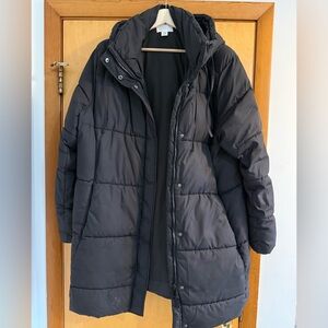 H&M Black Hooded Puffer Coat